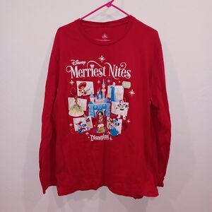 Disney Womens TShirt XL Extra Large Red Merriest Nights Christmas Xmas